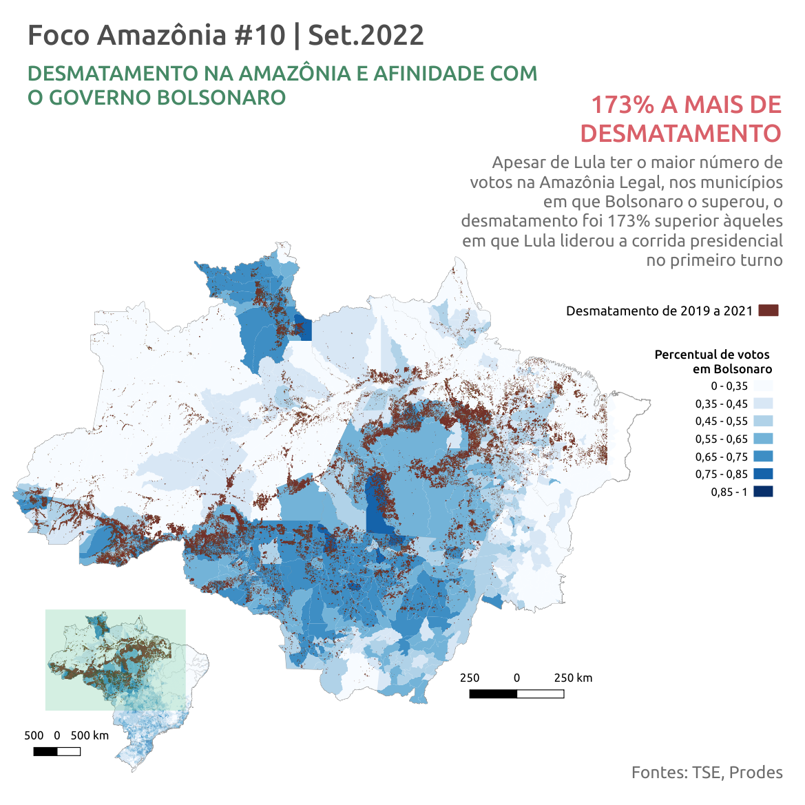 (Balanço #10) Setembro: Perda de floresta vence em 1º turno: mapa de desempenho dos presidenciáveis mostra ampla vantagem para Bolsonaro no arco do desmatamento