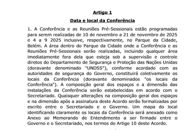 Decreto Legislativo aprova Acordo de Sede da COP30 em Belém
