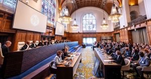 Corte Internacional de Justiça. Foto: <a href="https://news.un.org/pt/story/2025/07/1850532" target="_blank">CIJ ONU/Frank van Beek</a>.